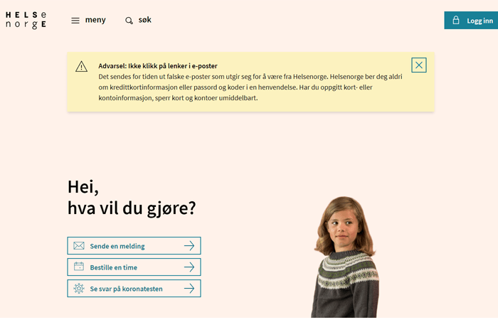 Helsenorge advarer mot falske E-poster